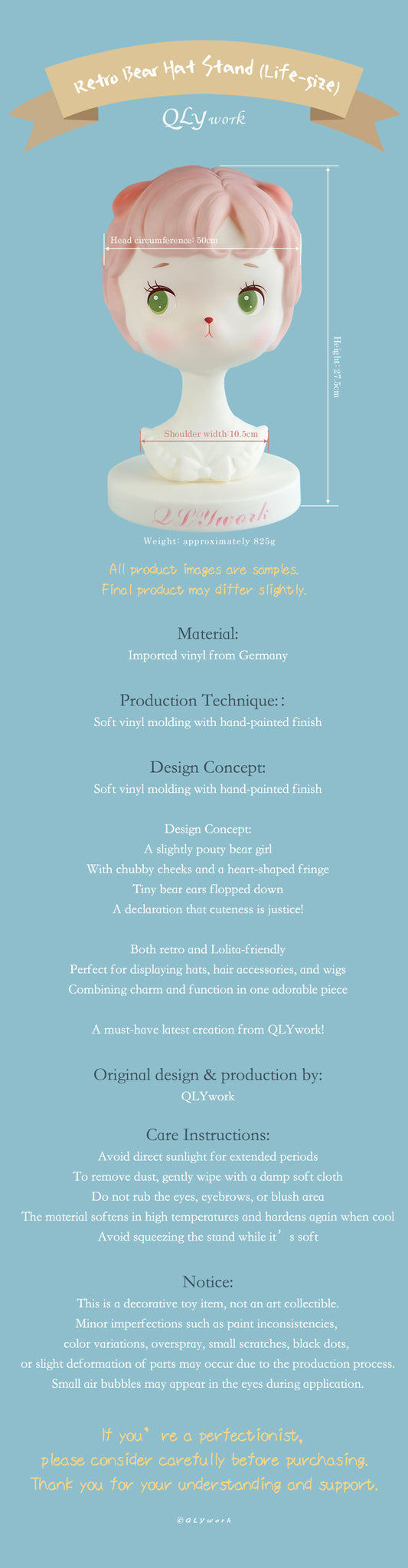 【QLYwork】Retro Bear Hat Stand (Life-size)(instock)