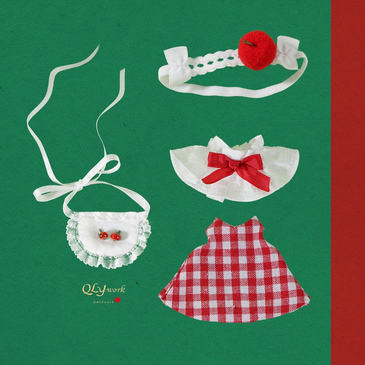 【QLYwork】Cute little clothes for Lamb and Rabbit【Apple Candy Dress Set】